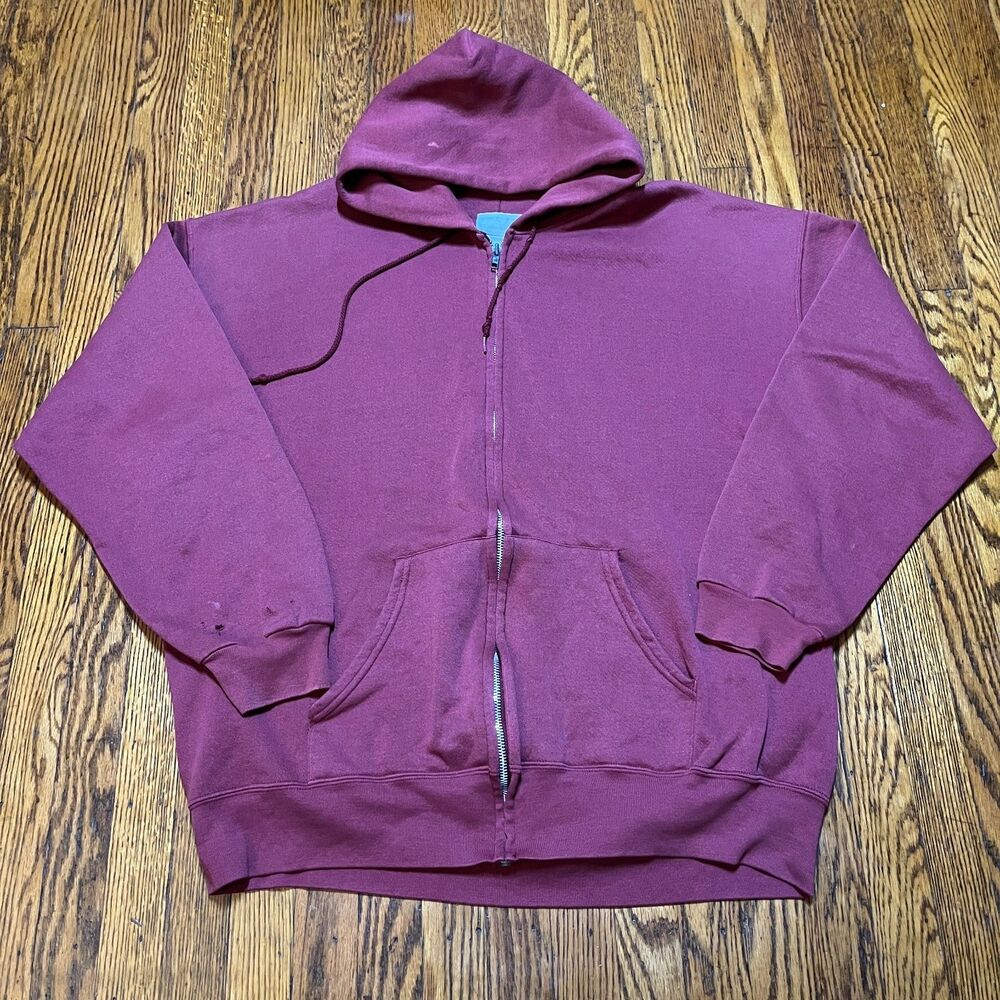 Vintage 90s USA Olympic Full Zip Hoodie Men's XLT Burgundy Grunge Sweatshirt